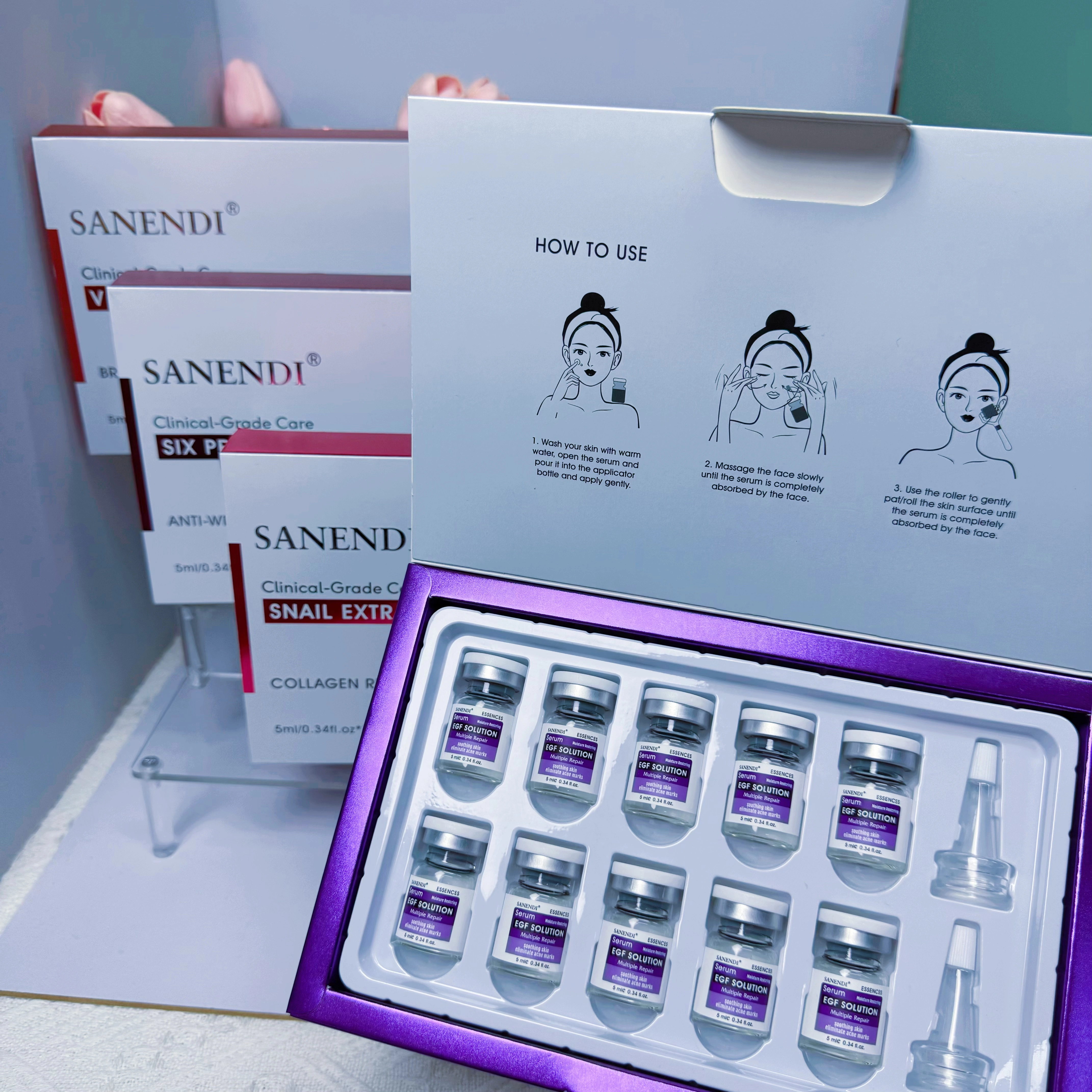 Ensemble d'essence de salon de soins du visage AQUA coréen de soin de la peau-acide hyaluronique et