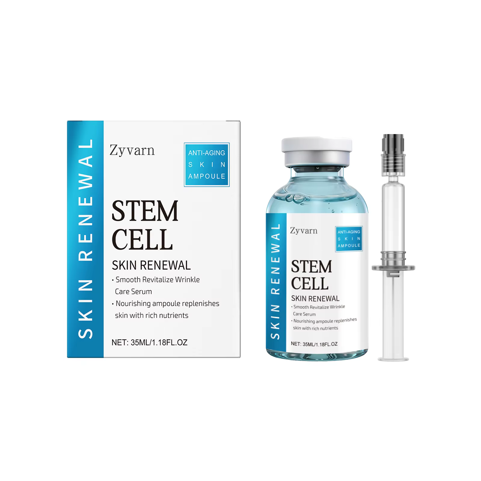Coffret Sérum Ampoule – Essence Visage Anti-Âge aux Cellules Souches et ADN de Saumon Hydratante & É