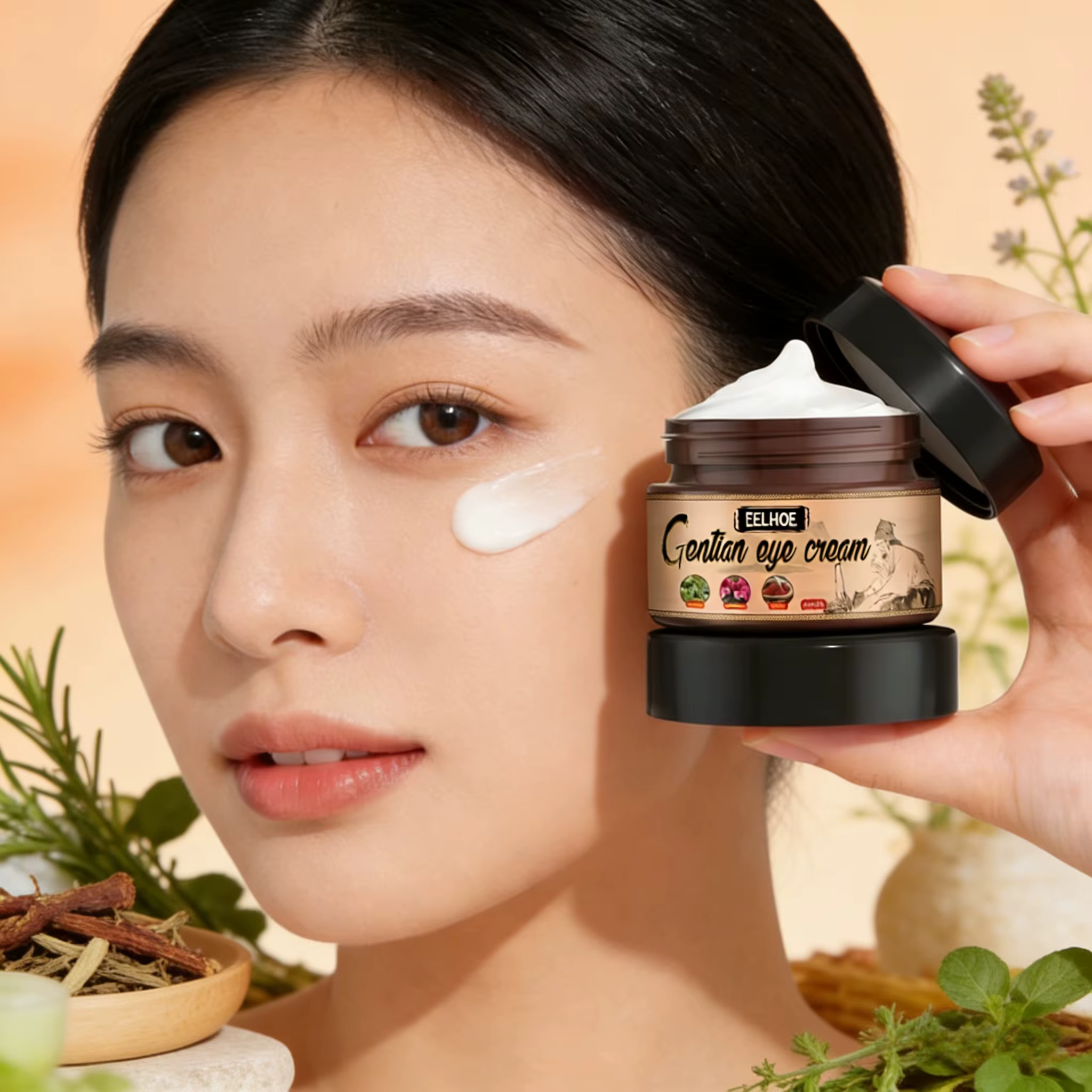 Crème pour les yeux EELHOE à l'extrait de gentiane 30g, soin des yeux à base d'extraits végétaux nat