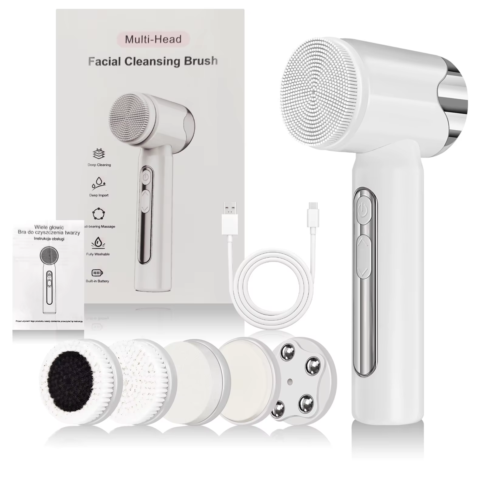 Brosse nettoyante faciale sonique, étanche, rechargeable, exfoliante, pour un nettoyage en profondeu