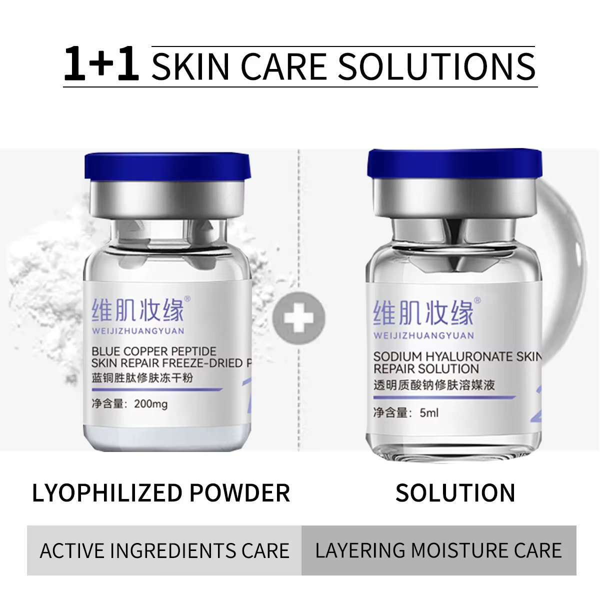 Ensemble de lyophilisation au Peptide de cuivre bleu, poudre lyophilisée, améliore les rides, Essenc