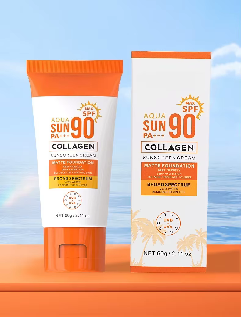 Lotion solaire SPF90+, protection UV estivale, barrière protectrice pour le visage, formule rafraîch