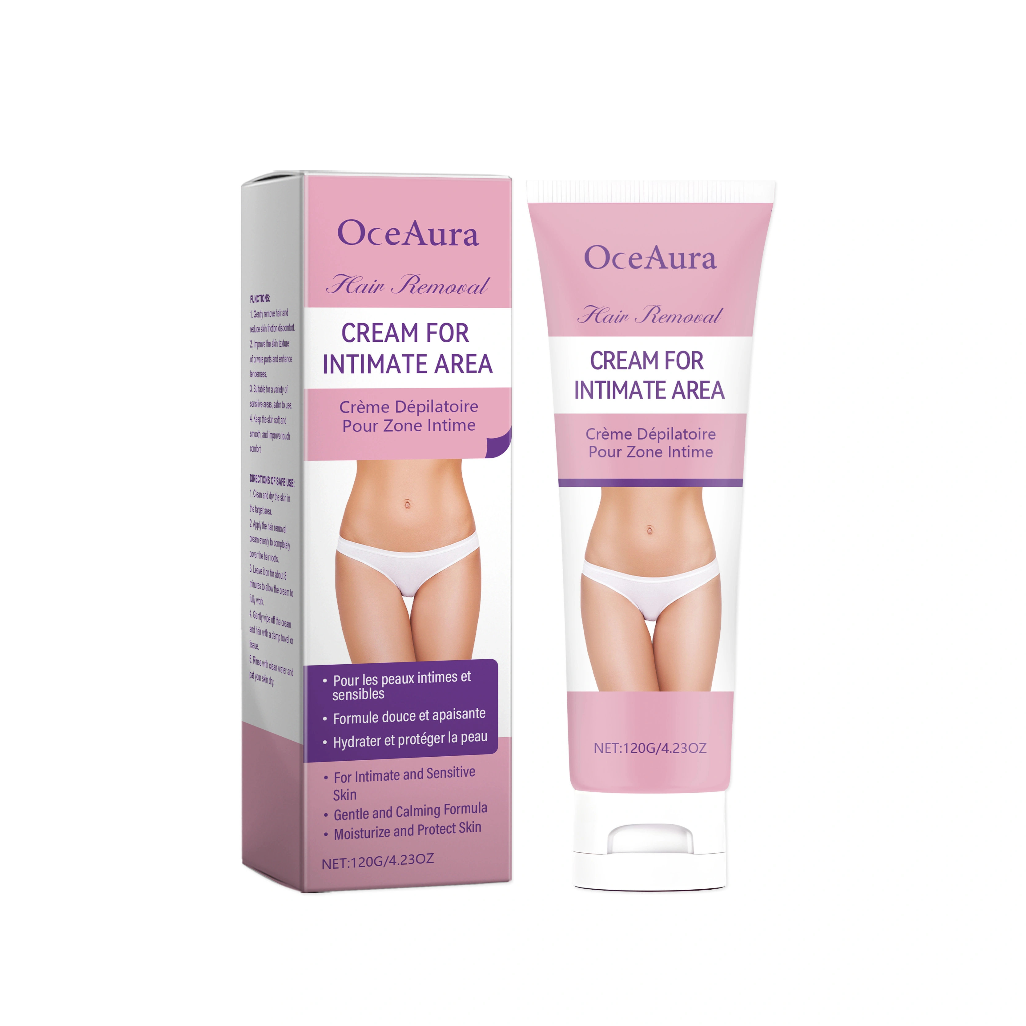 Crème dépilatoire pour peaux sensibles, dépilatoire indolore pour la zone du bikini et le corps, ing