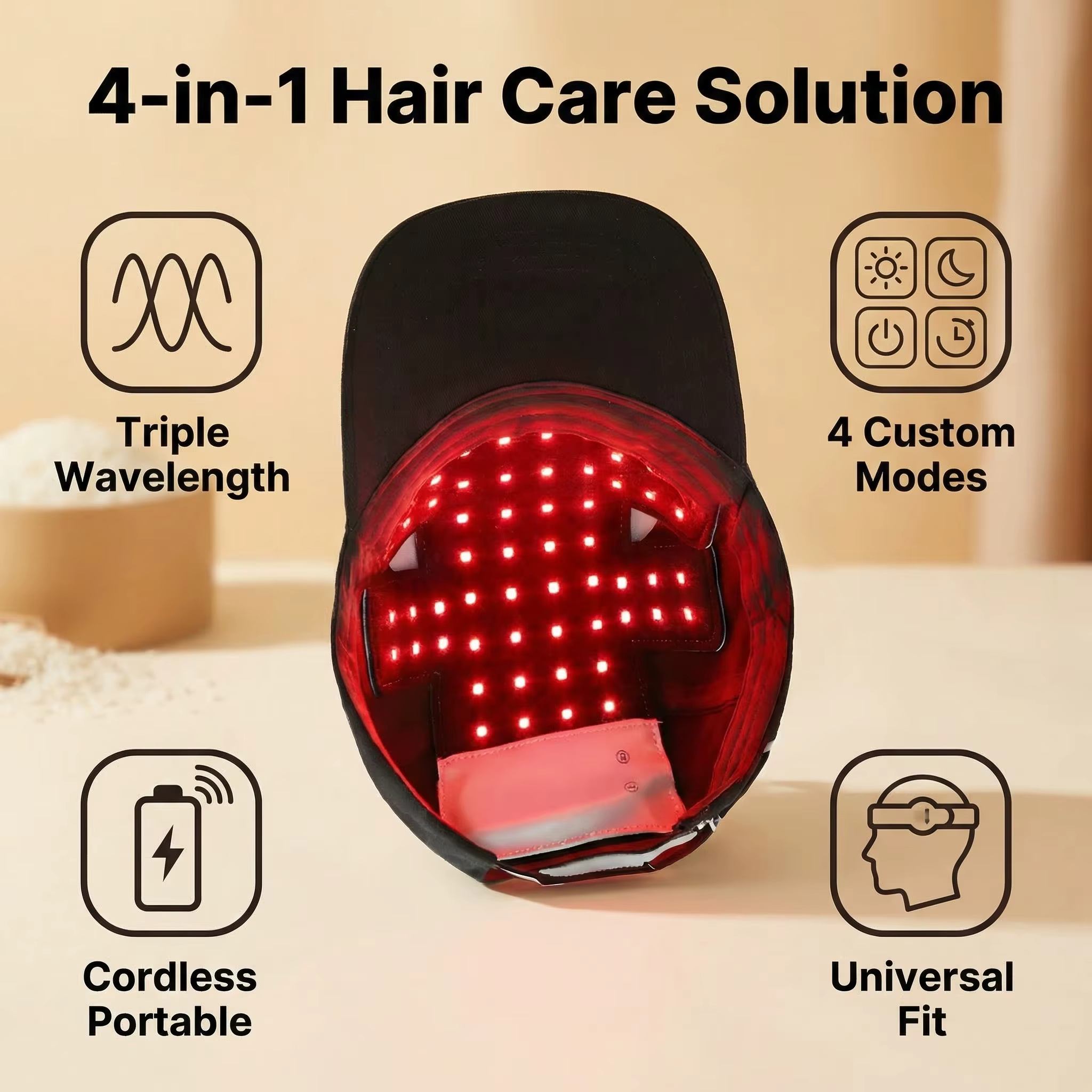 Casque de luminothérapie LED rouge JVV pour la repousse des cheveux, casque laser à diodes pour le t