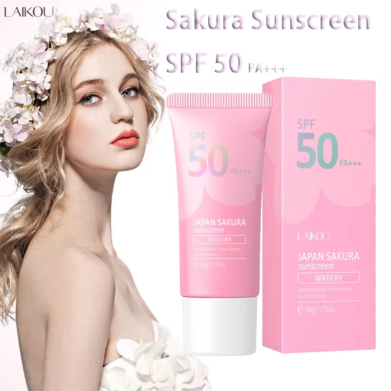 Crème solaire hydratante Laikou Sakura, protection solaire pour le visage, crème solaire SPF50, loti