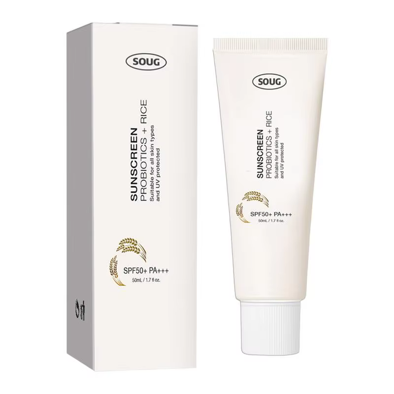 Spf 50 +-Crème solaire coréenne au riz probiotique, douce, haute protection solaire, hydratante pour