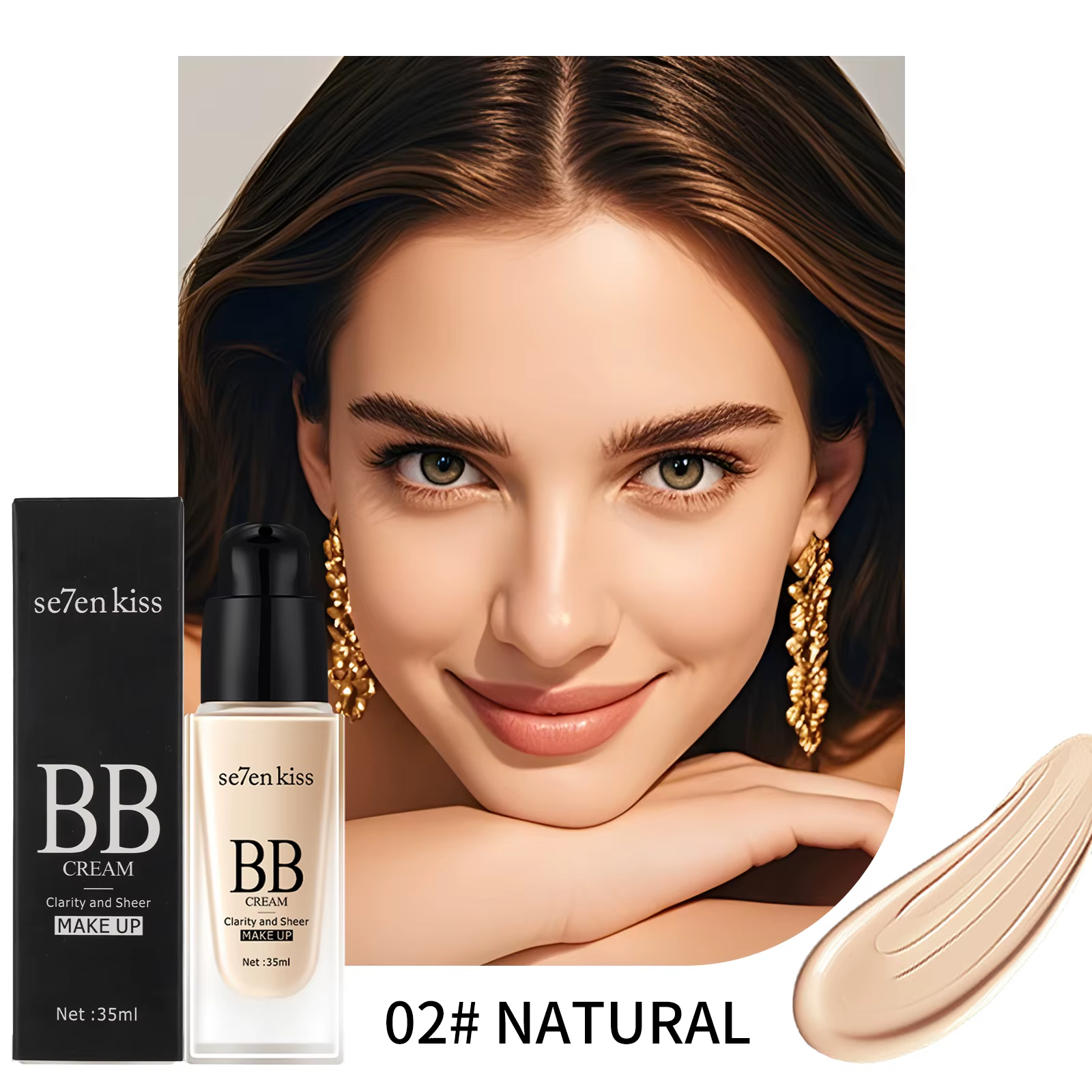 Crème BB légère et imperméable, formule longue tenue, rafraîchissante et confortable, créant un look
