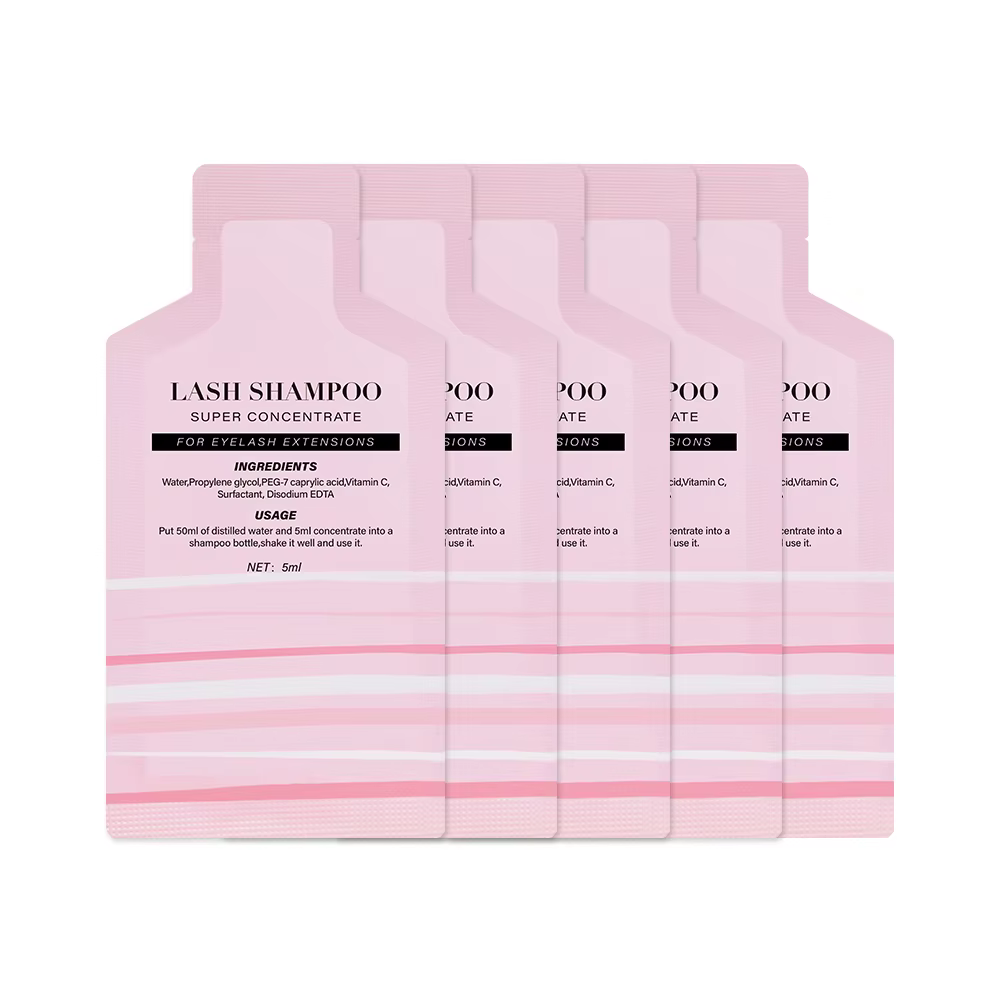 GLAMLASH 5 pièces 5ml Shampooing Nettoyant Mousse pour Cils Concentré avec Bouteille Vide pour Exten