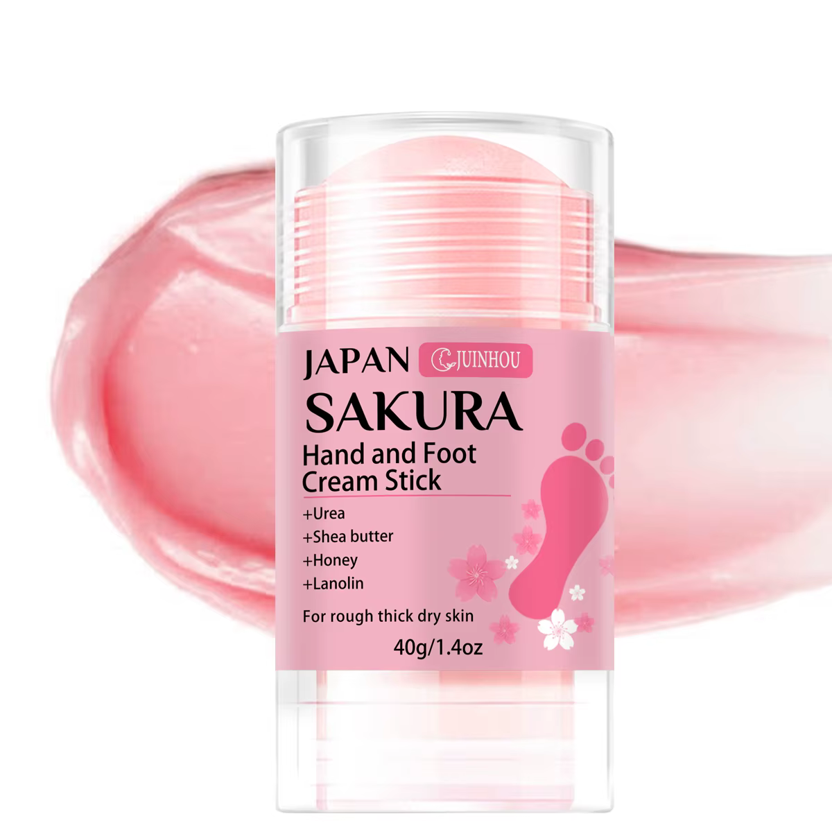 JUINHOU Crème stick mains et pieds à la fleur de cerisier 60% URÉE + 2% ACIDE SALICYLIQUE Hydratatio