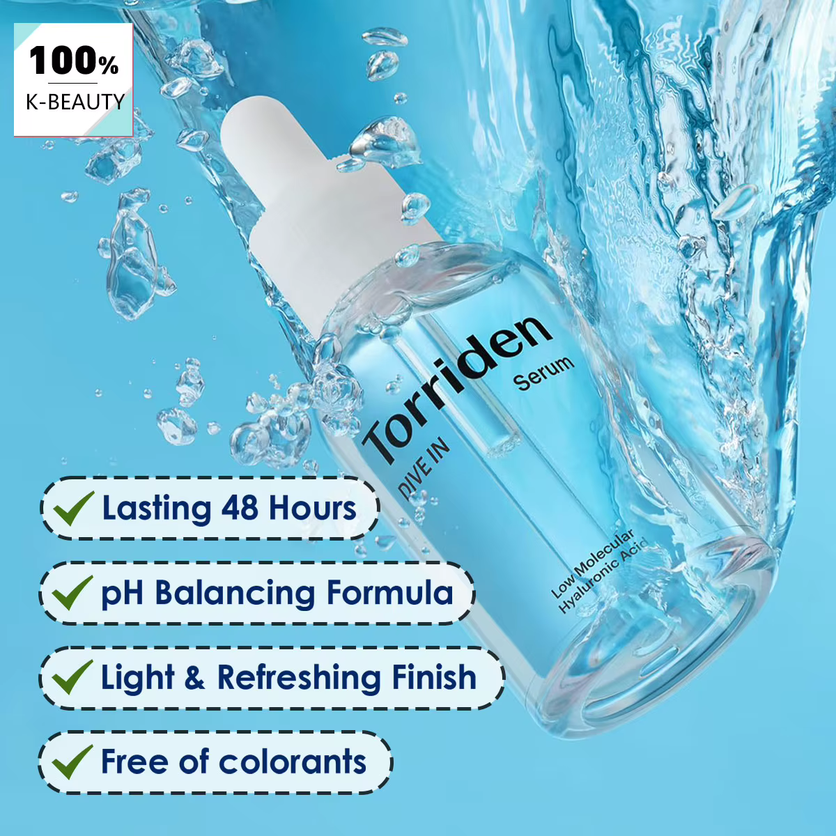 Sérum à l'acide hyaluronique à faible poids moléculaire Torriden DIVE-IN 50 ml, léger comme une plum