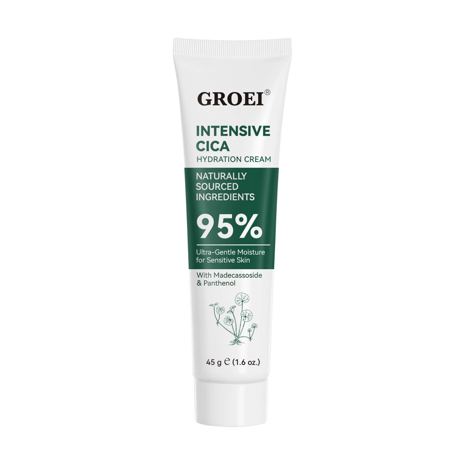 Crème hydratante Cica ultra-douce 45g - 95% d'ingrédients naturels, Madecassoside & Panthénol pour p