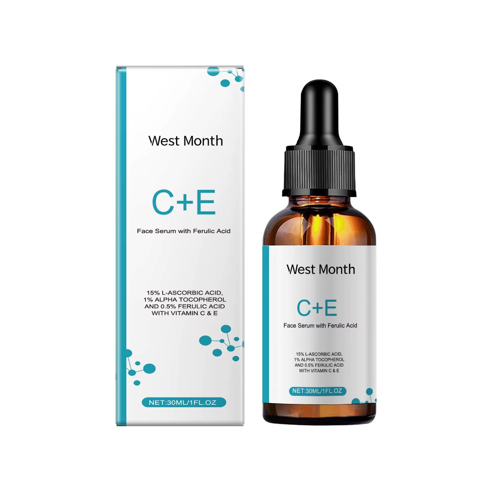Sérum hydratant à la vitamine C E, estompe les ridules, rétrécit les pores, raffermit, acide féruliq