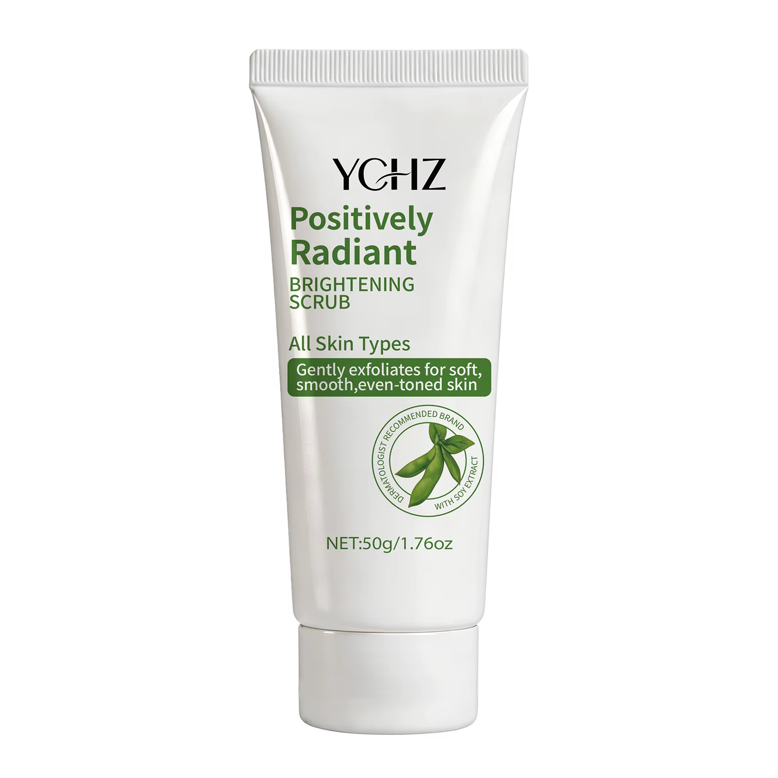 Gel nettoyant exfoliant pour une peau éclatante, formule hydratante, riche en extrait de soja, aide