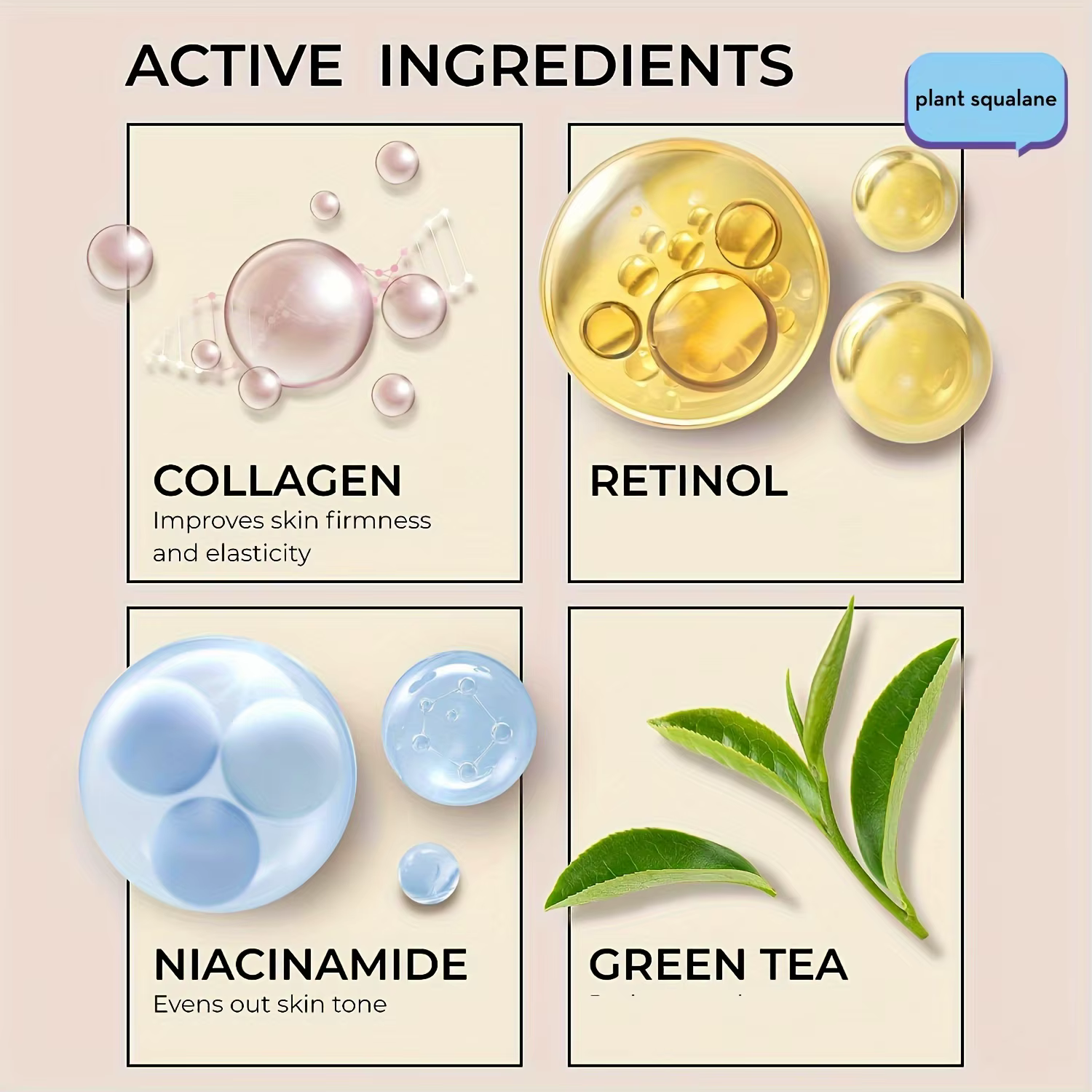 Niacinamide-Crème pour le visage au collagène avec pompe sans air, acide hyaluronique, cellules souc