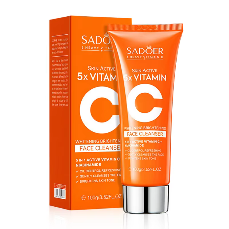 SADOER-Nettoyant pour le visage à la vitamine C, mousse nettoyante pour le visage, nettoyage en prof