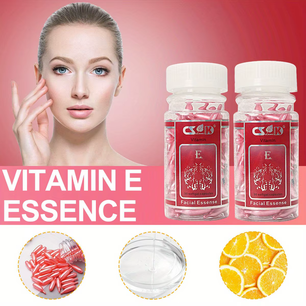90 Capsules de sérum pour le visage à la vitamine E, sérum hydratant, Capsule Portable pour les soin