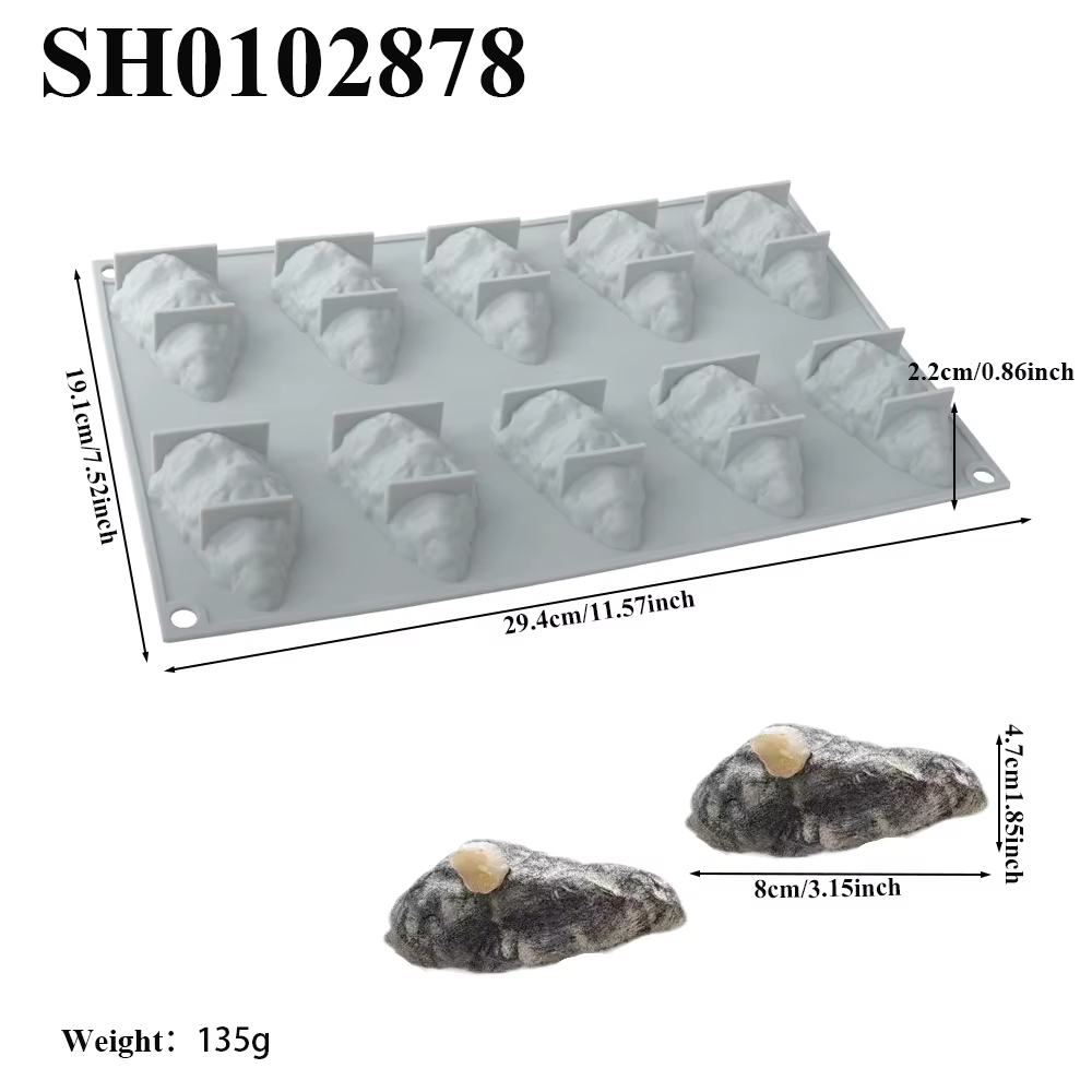 Moule à gâteau en Mousse d'huître à 10 cavités, pour Dessert au chocolat et biscuits, pâtisserie fra