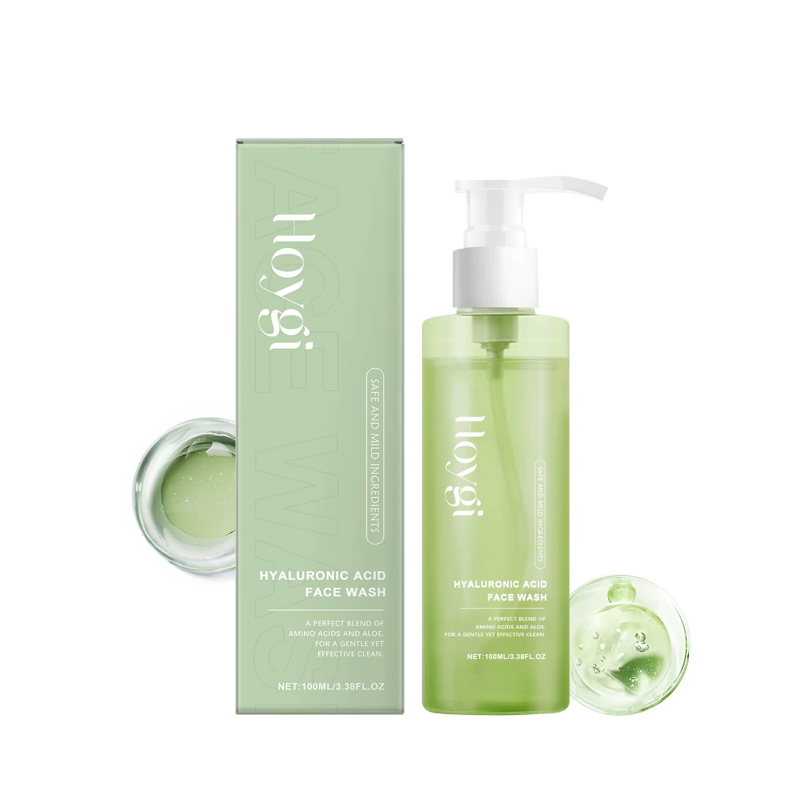 Gel Nettoyant Visage Hoygi à l'Acide Hyaluronique : Nettoyage Puissant, Exfoliation Douce, Améliore 