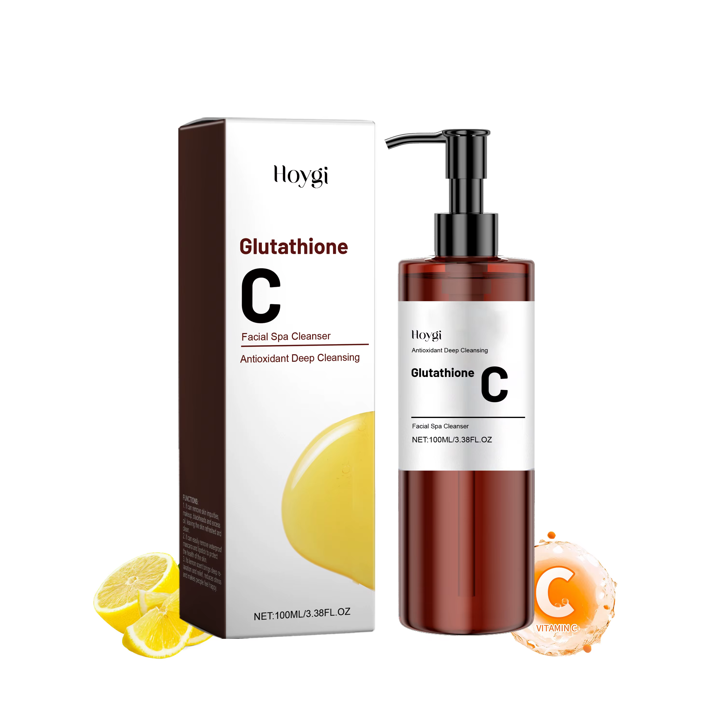 Huile nettoyante à la vitamine C, démaquillante, nettoyage en profondeur des pores, élimination des 