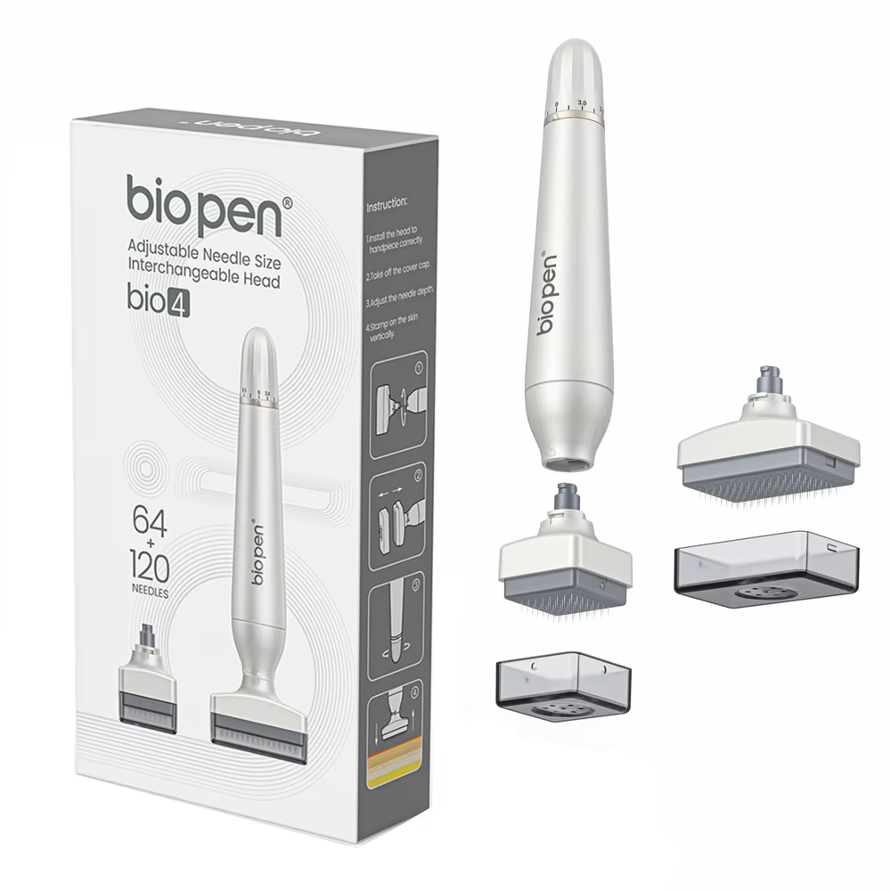 Nouveau Kit Derma Stamp Bio 4 à Double Tête Remplaçable, Stylo Microneedle Réglable pour le Soin du
