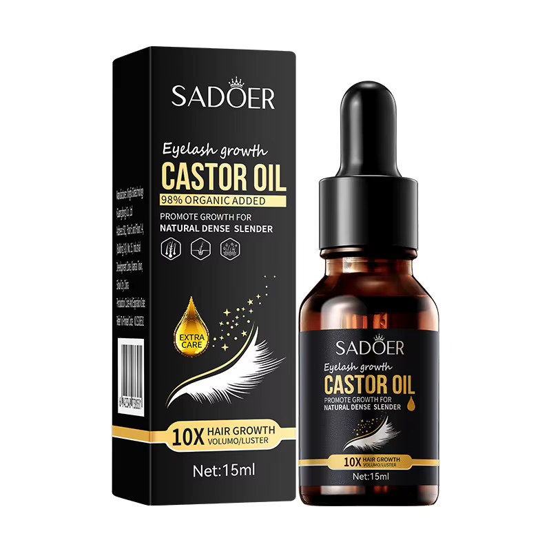Sérum de croissance des cils à l'huile de ricin 10X+, booster pour cils et sourcils, rehausseur de s