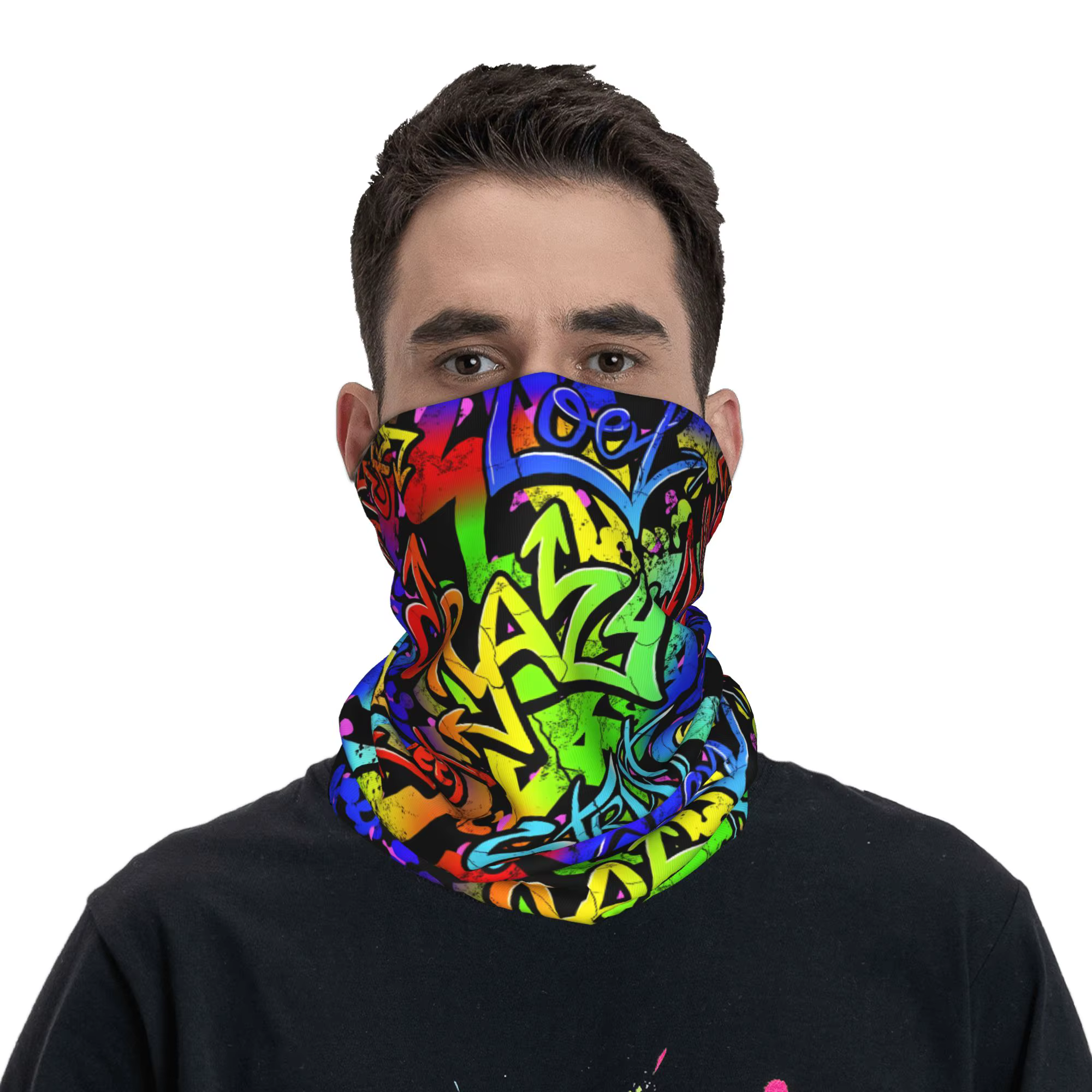 Cagoule Néon Graffiti Art pour Hommes, Masque Facial Anti-UV Amusant pour Cyclisme et Pêche, Écharpe