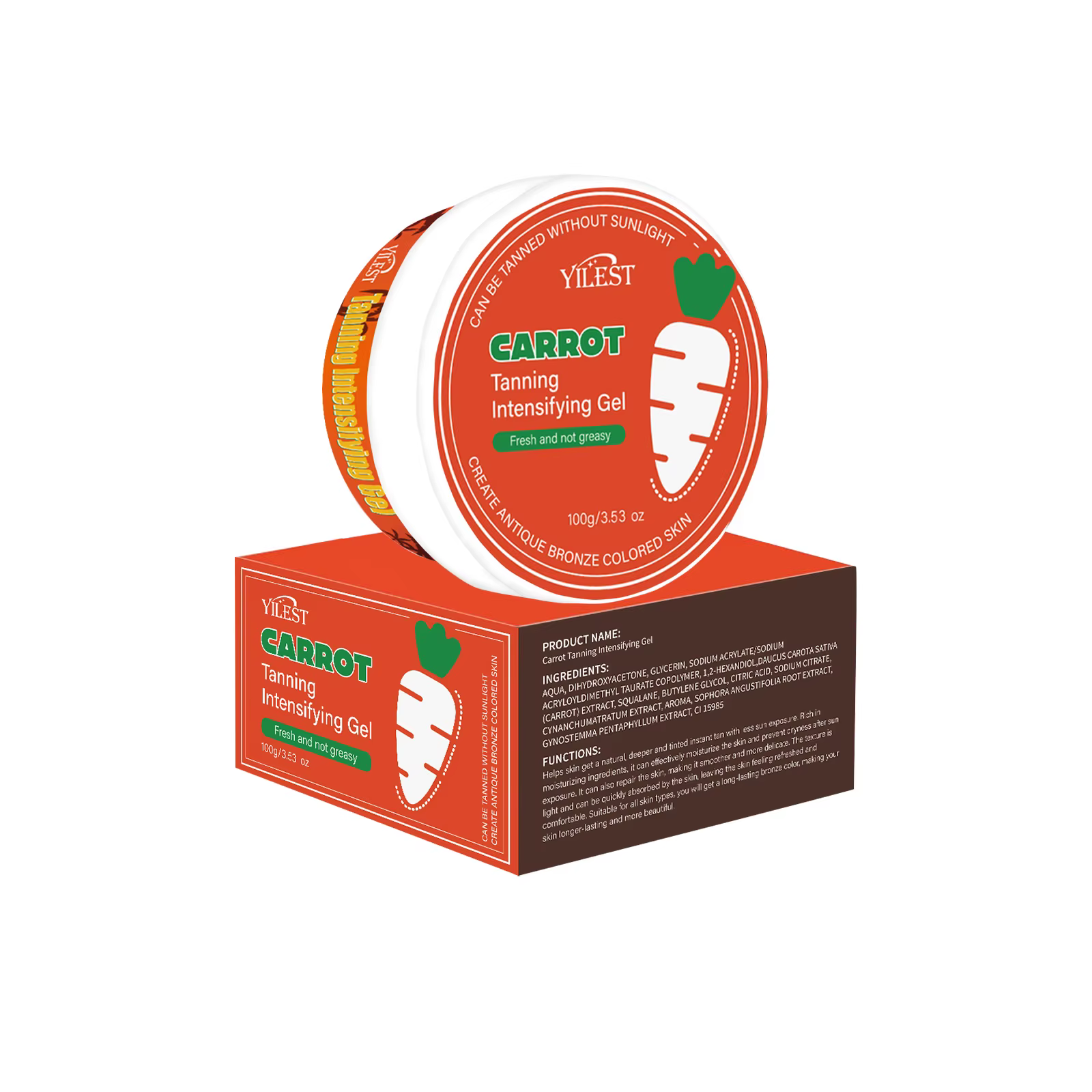 YILEST Crème Bronzante Carotte Obtenez une lueur des besées au soleil sans la lumière du soleil Gel