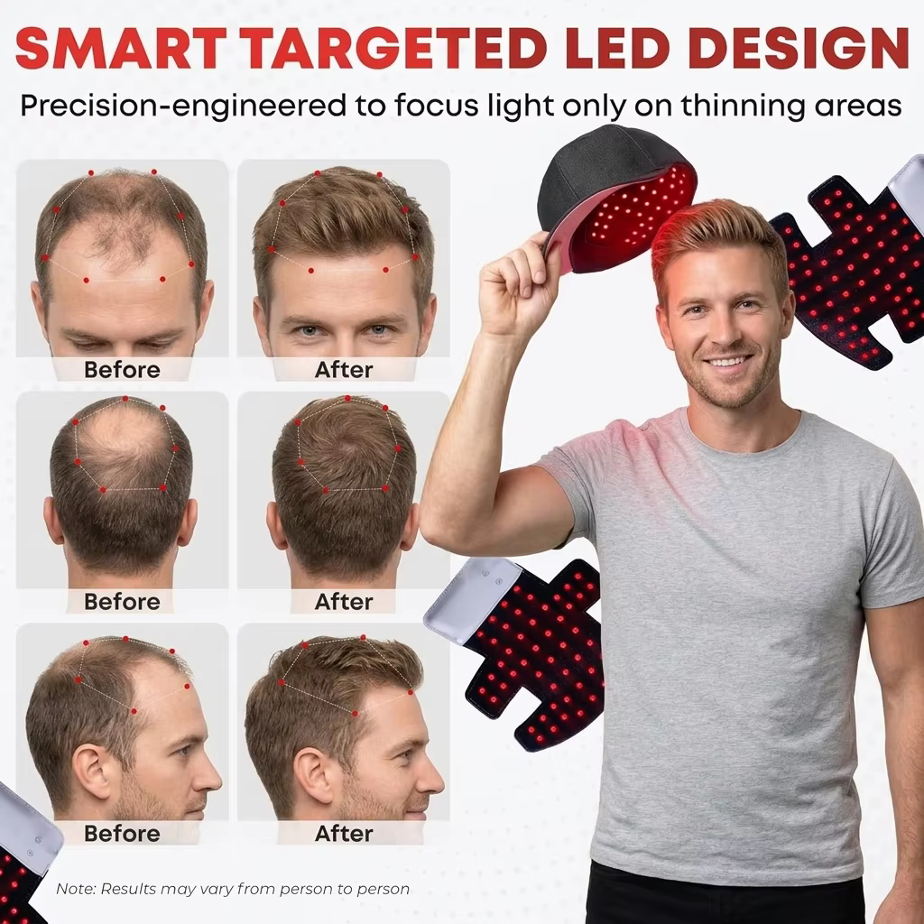 Casque de luminothérapie LED rouge JVV pour la repousse des cheveux, casque laser à diodes pour le t