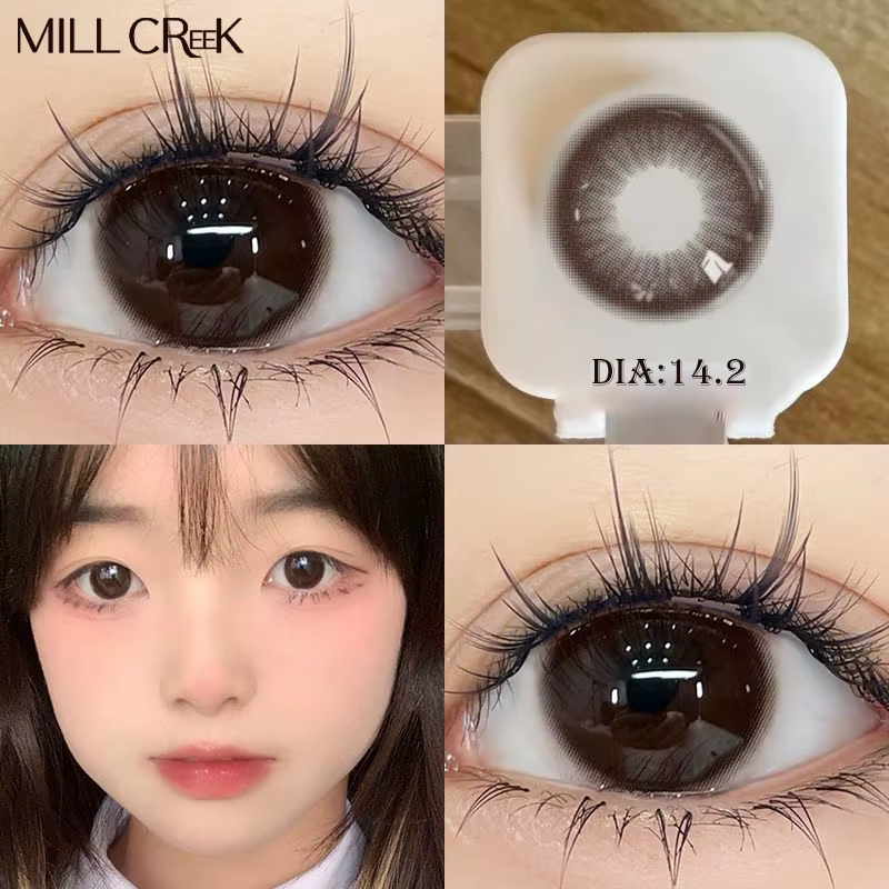 Lentilles de contact de couleur pour les yeux jaune naturel noir myopie lentilles colorées doux 1 pa