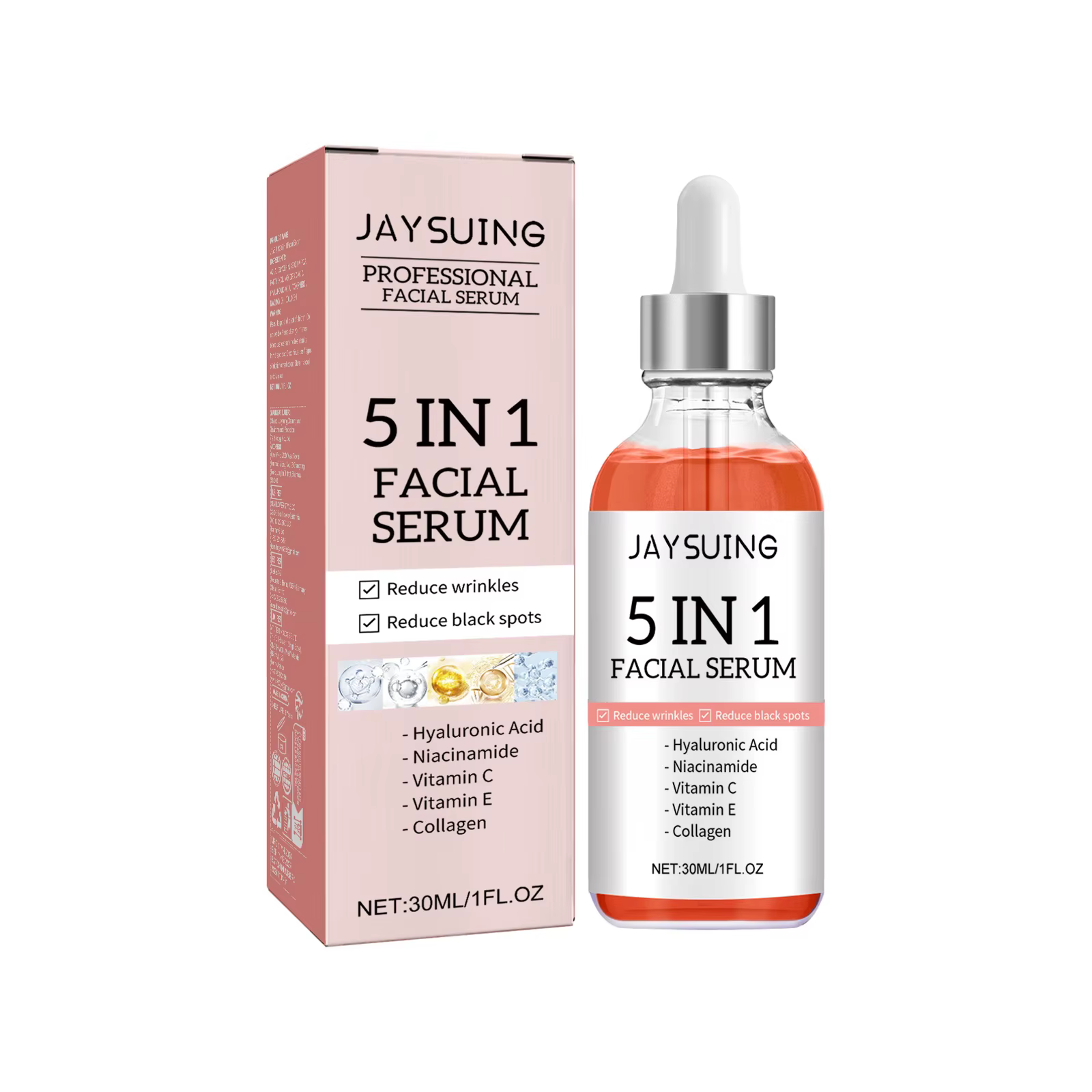 JAYSUING 5 en 1 sérum pour le visage acide hyaluronique vitamine C rétrécit les Pores hydratant écla