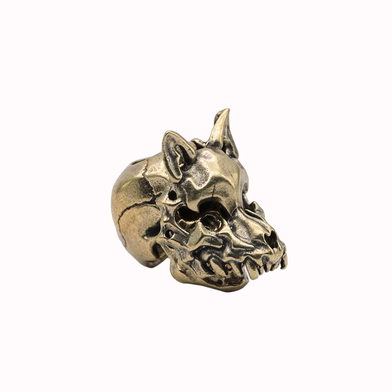 Modules de masque de visage de loup ouvrables, tête de squelette, perles de couteau en laiton, parac