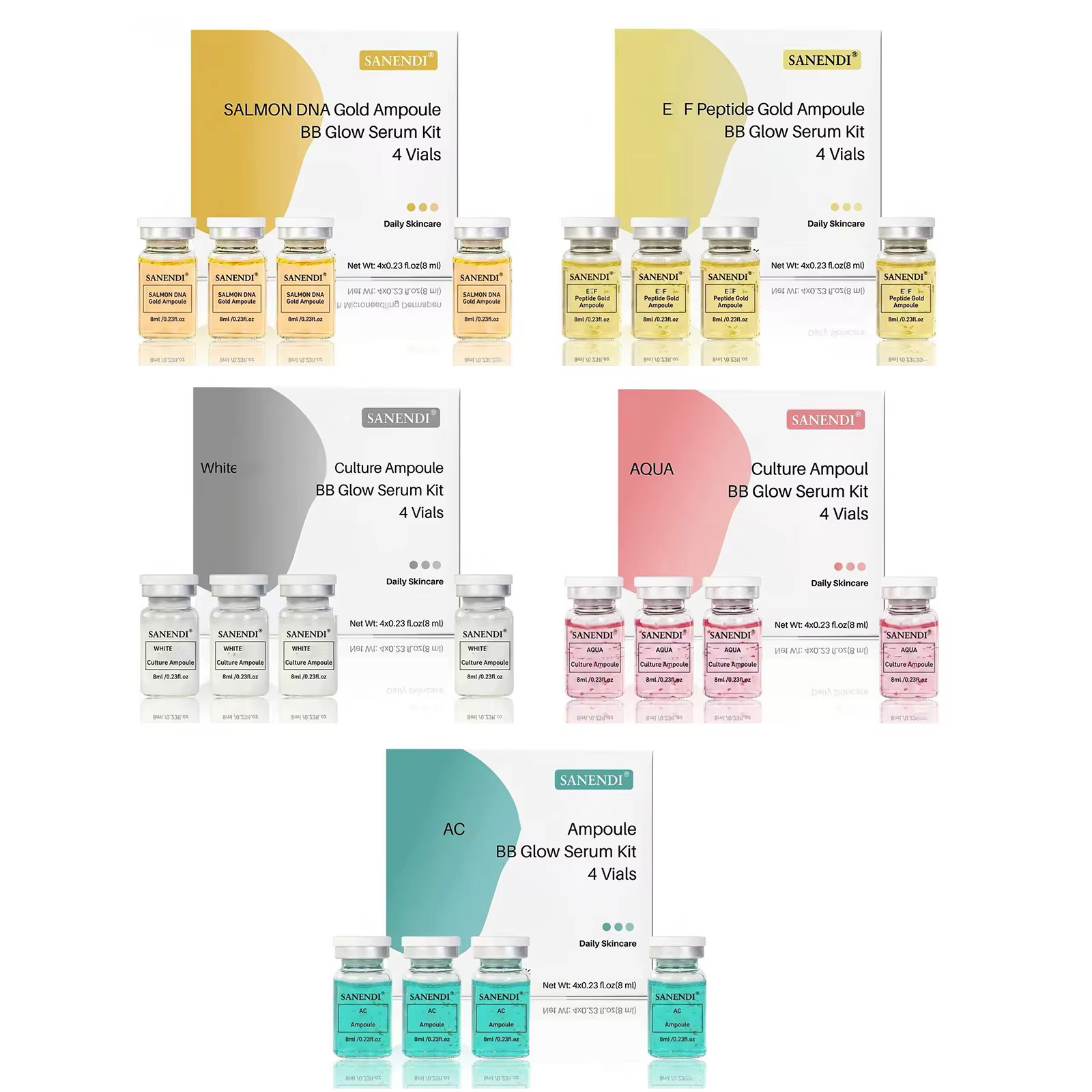 Sérum ADN de saumon 4/12 flacons BBGLOW AQUA Acide hyaluronique Essence de soin du visage Solution l