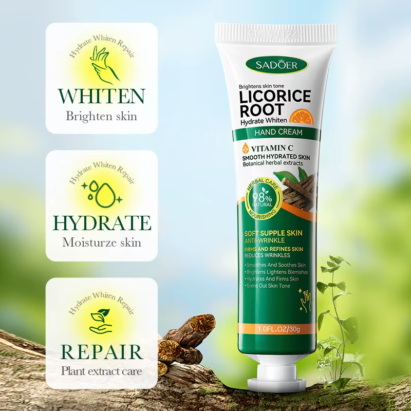 1/2 pièces SADOER vitamine C réglisse crème pour les mains hydratant nourrissant éclaircissant hydra