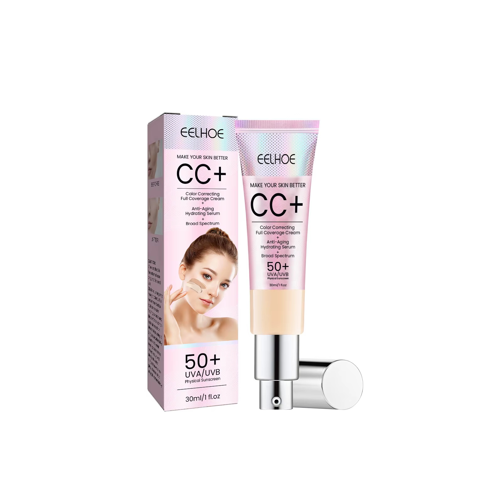 ​ EELHOE CC crème fond de teint Spf 50 couverture complète des imperfections finition mate éclaircis