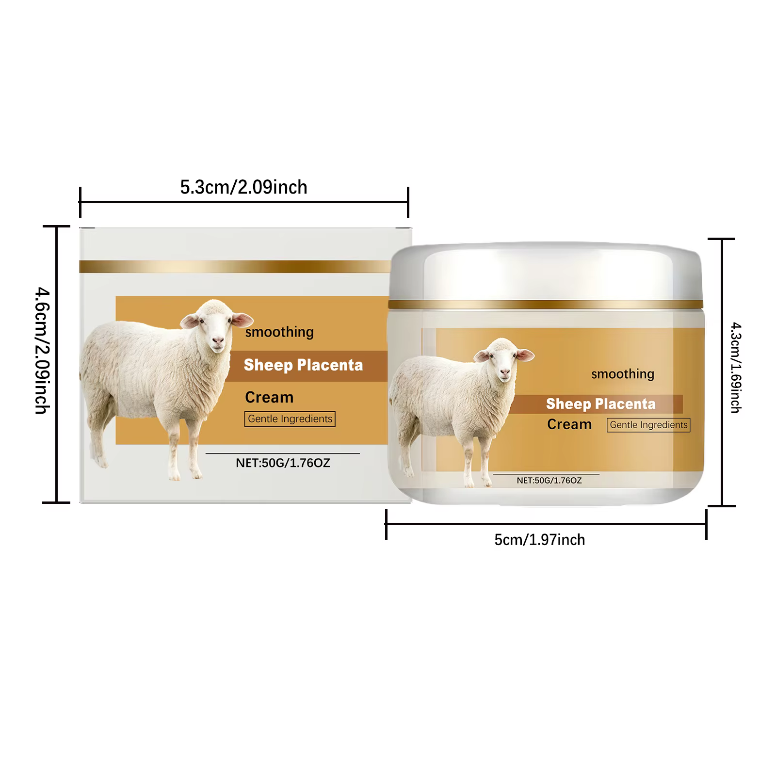 Crème placenta de mouton hydrolysée, raffermissante, Lifting, Anti-âge, estompe les ridules, nourris