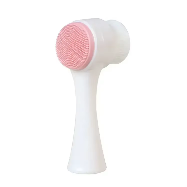 Brosse faciale double face avec poils en silicone doux, brosse nettoyante manuelle pour usage domest