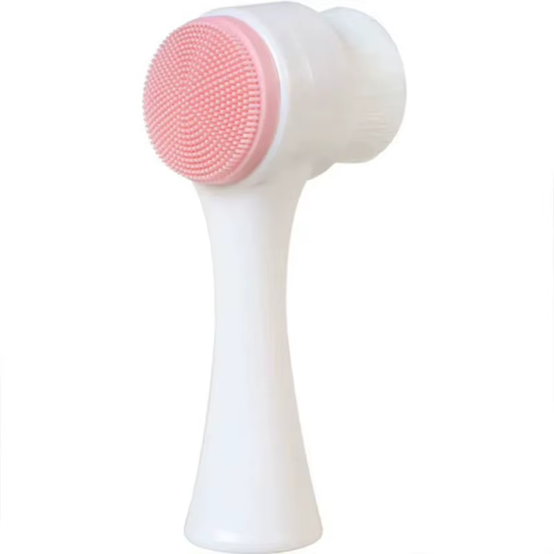 Brosse faciale Double face avec poils en Silicone souple, brosse de nettoyage manuelle à usage domes