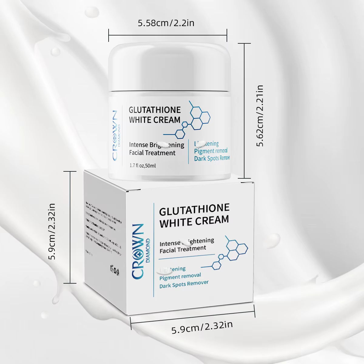Crème éclaircissante naturelle au glutathion pour le visage, soin anti-taches, anti-mélasma, anti-mé