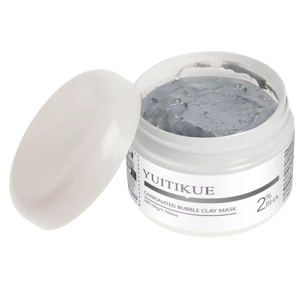 Masque d'argile pétillant YUITIKUE au BHA 2% pour affiner les pores, nettoyage en profondeur, soin d
