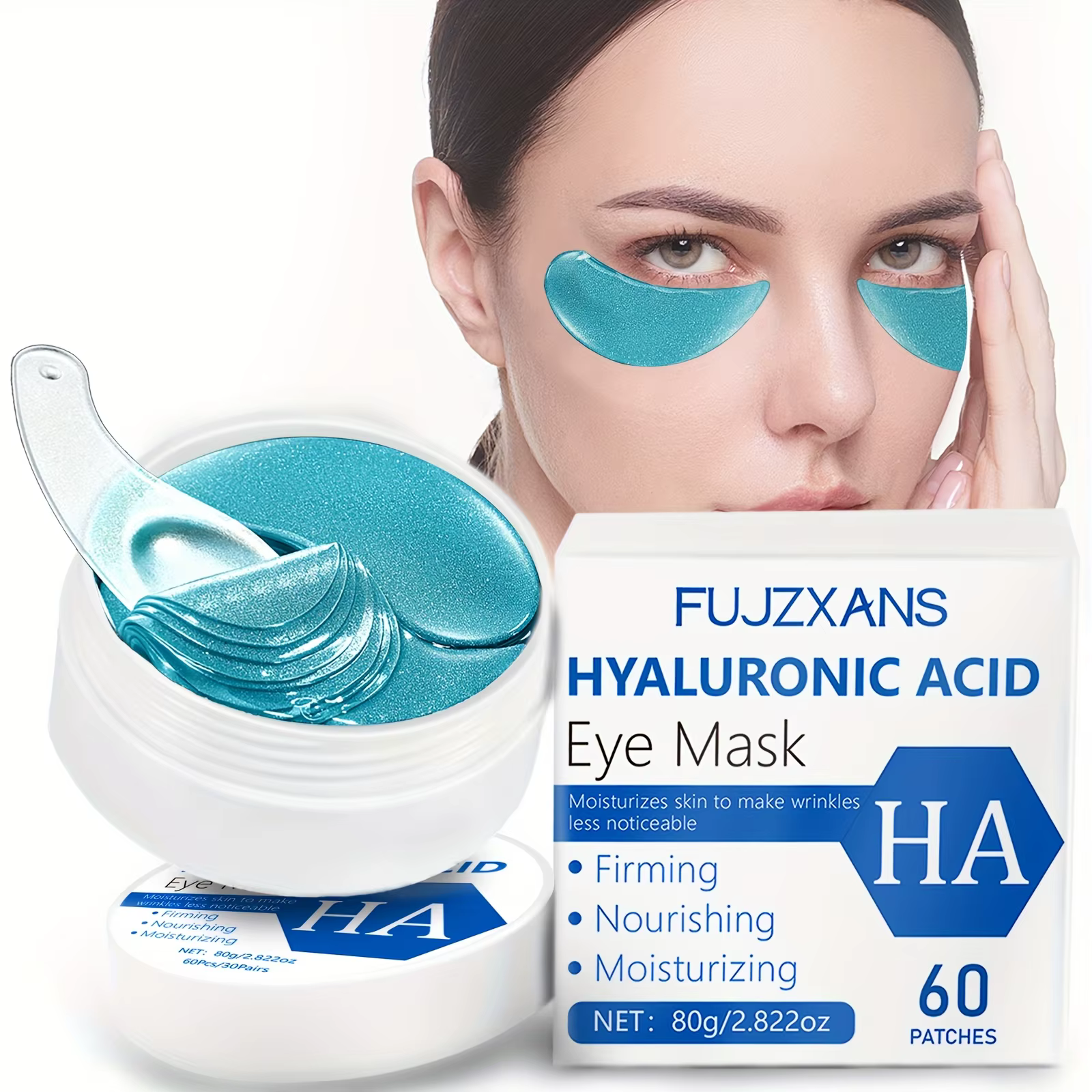 60 pièces/1 boîtes de masque pour les yeux anti-rides à l'acide hyaluronique, contenant de la niacin