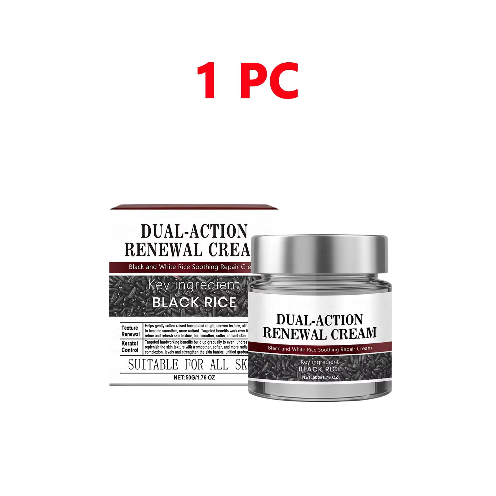Crème réparatrice apaisante à double action au riz noir Keratin Erase pour le visage et le corps, am