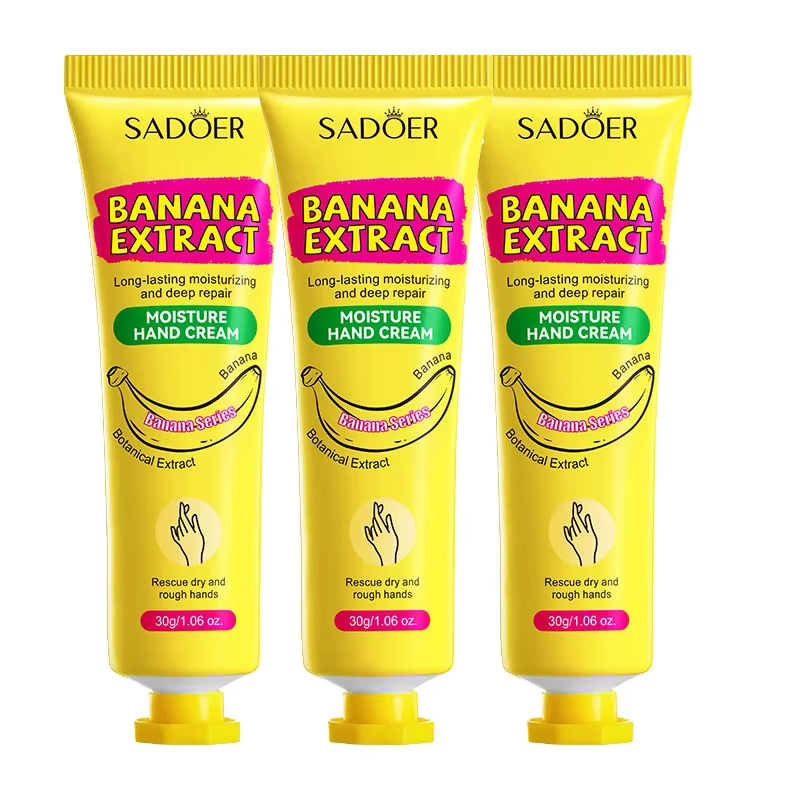 Pack de 3 crèmes hydratantes pour les mains à la banane, délicates, hydratantes et nourrissantes, po