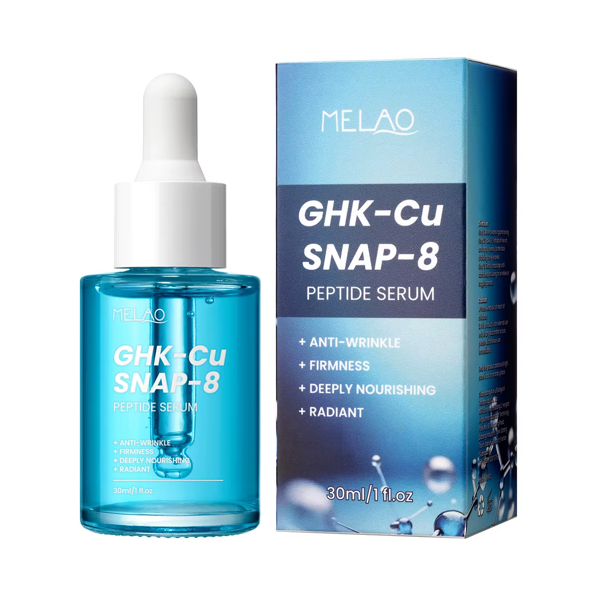 Sérum facial aux peptides de cuivre GHK-Cu avec SNAP-8 pour les ridules, les rides, le raffermisseme