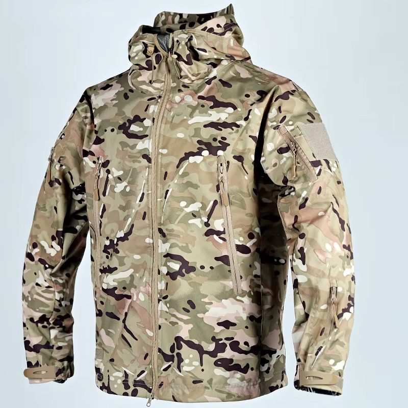 Vestes en peau de requin pour hommes, imperméable, mince, extérieur, bombardier à capuche, coupe-ven