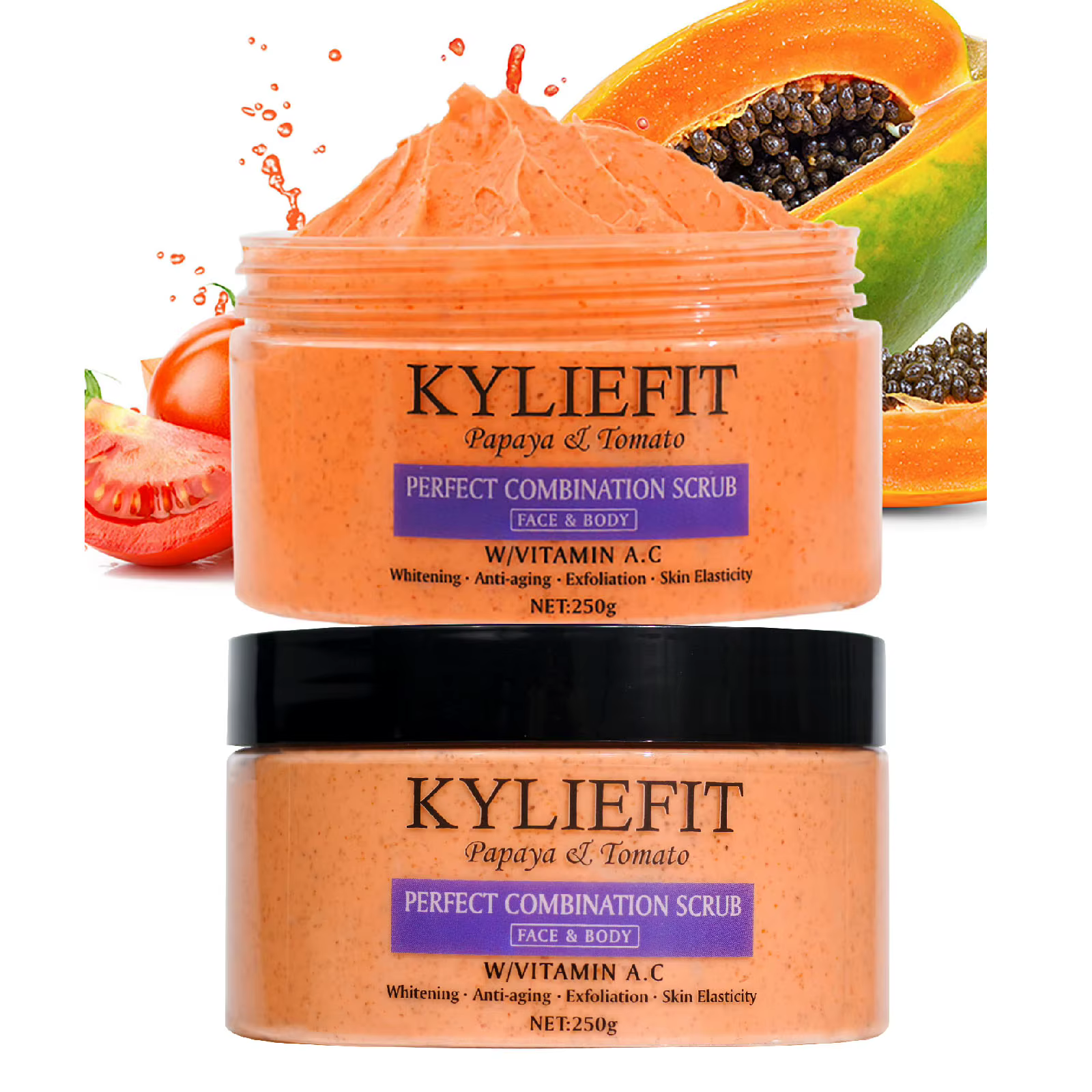 Gommage combiné papaye et tomate, réduit les taches, blanchissant, exfoliant, hydratant, peau lisse,