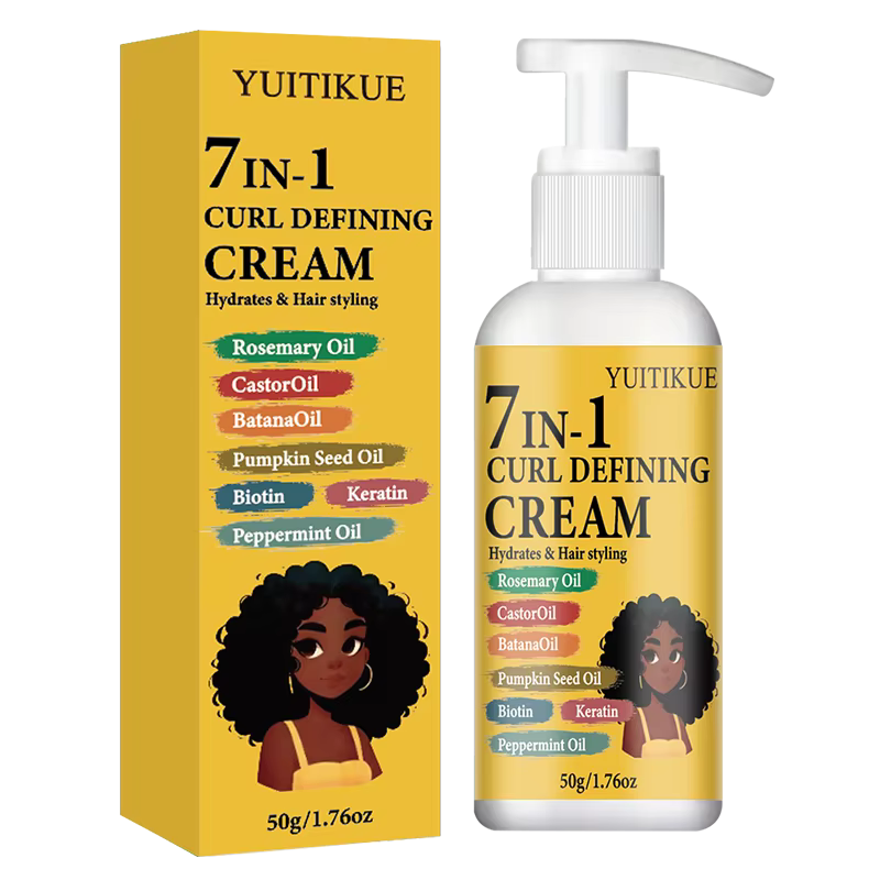 Crème définissante pour boucles YUITIKUE 7-en-1, crème coiffante hydratante pour cheveux bouclés ave
