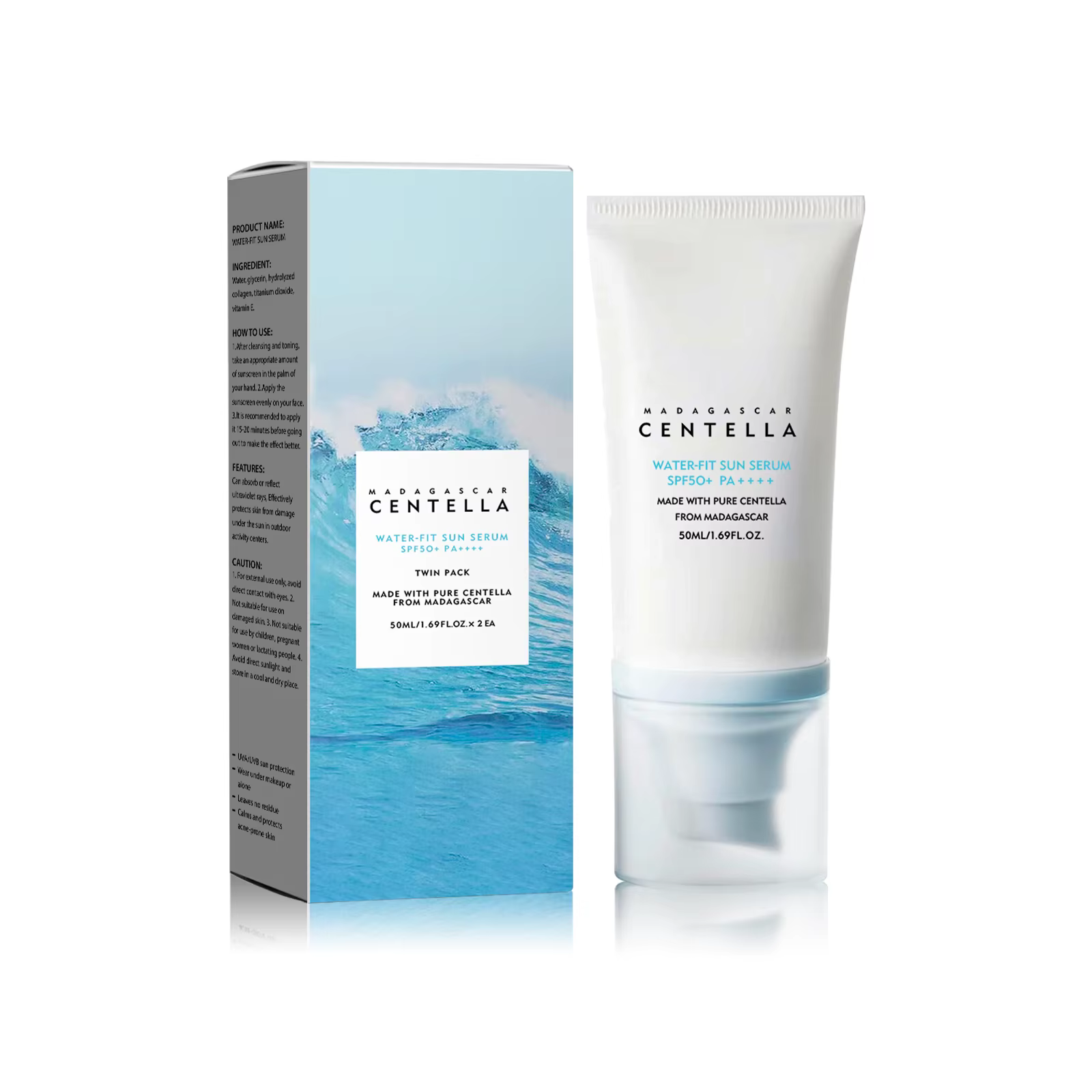 2/1 pièces SPF50 + crème solaire Centella forte Protection UV crème solaire à base d'eau soleil corp