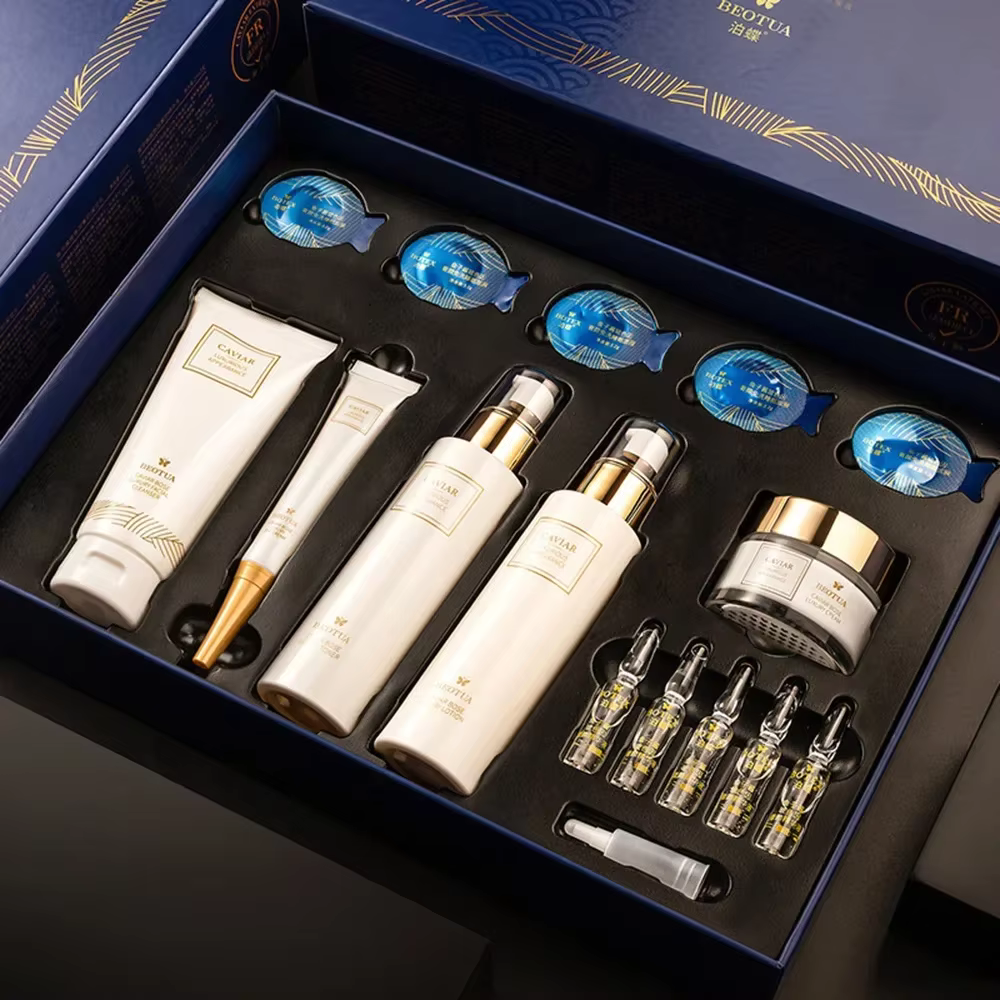 Ensemble de soins pour la peau au Caviar, 15 pièces, sérum pour le visage, hydratant, Anti-rides, bl
