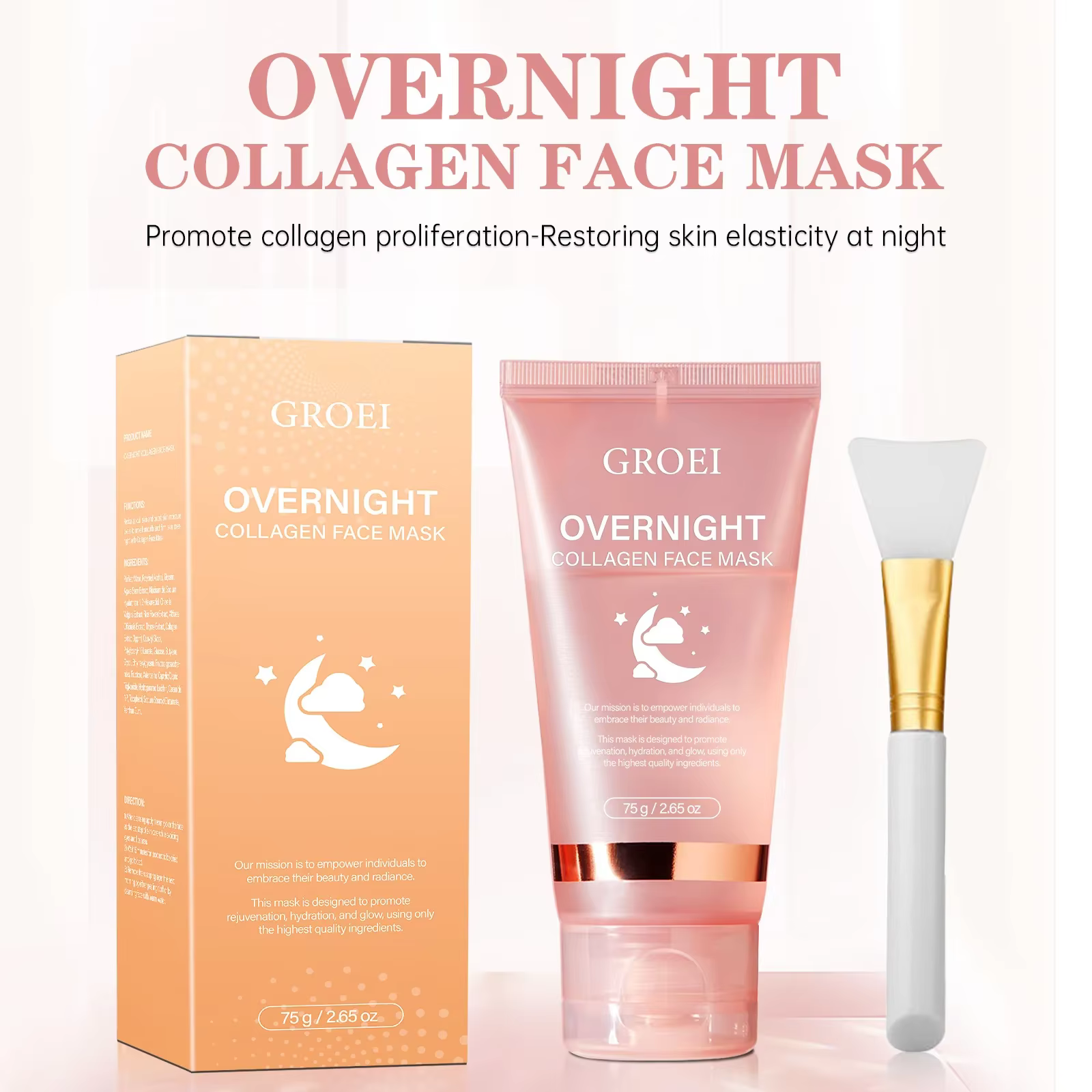 Masque au collagène de nuit 75g - Fournit une hydratation intense et un raffermissement de la peau p