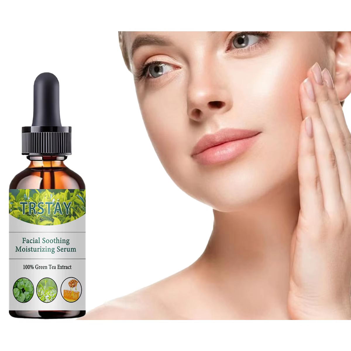 TRSTAY Sérum hydratant apaisant pour le visage Extrait de thé vert 100 %